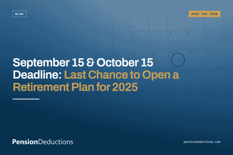 Business owner reviewing the September 15 and October 15 retirement plan extension deadline for the 2025 tax year